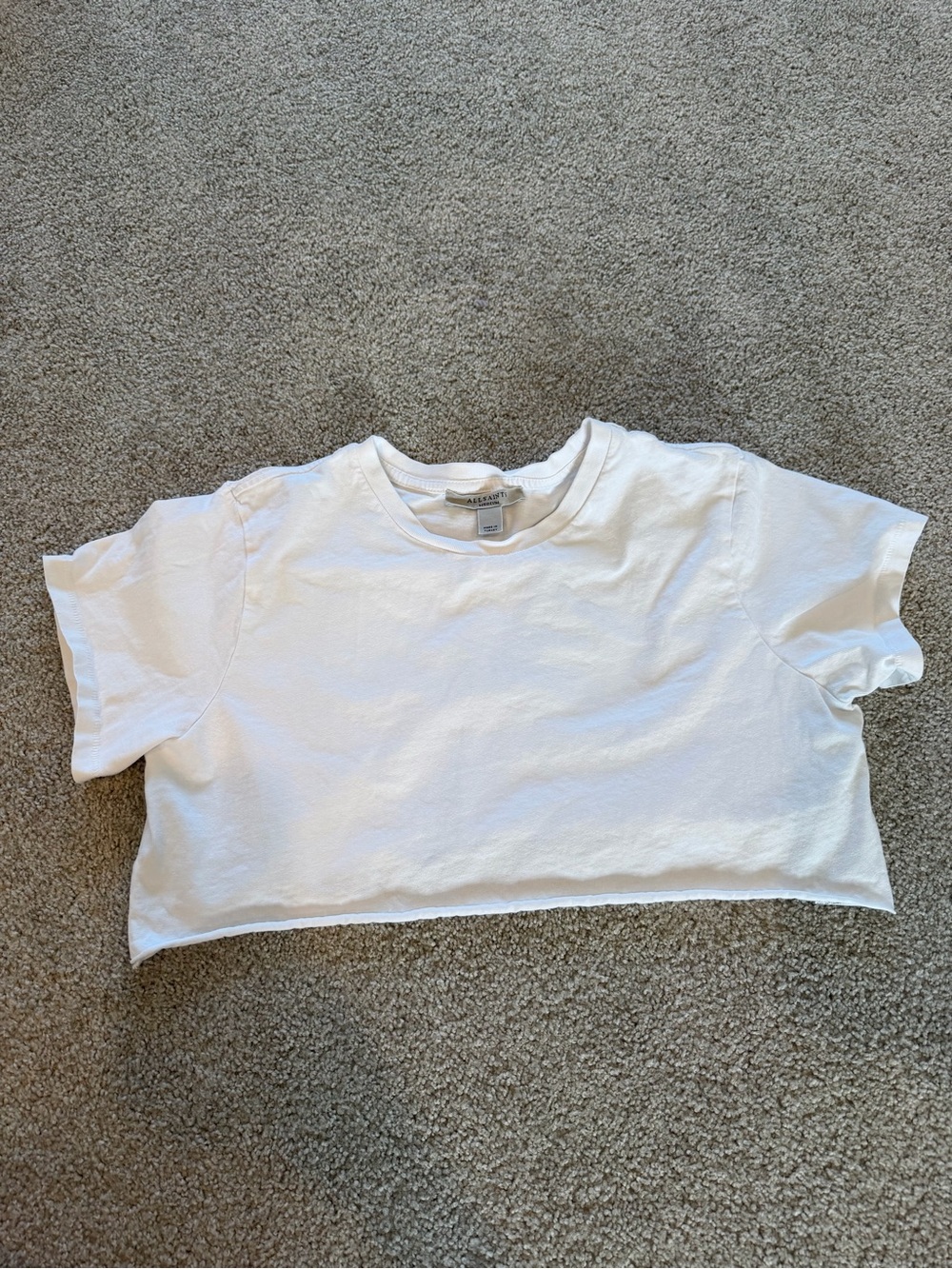 All Saints white cropped t shirt